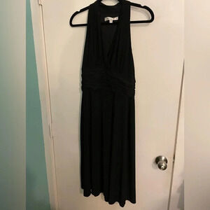 Evan Picone black matte‎ jersey Marilyn dress! Figure flattering/stretchy sz 12